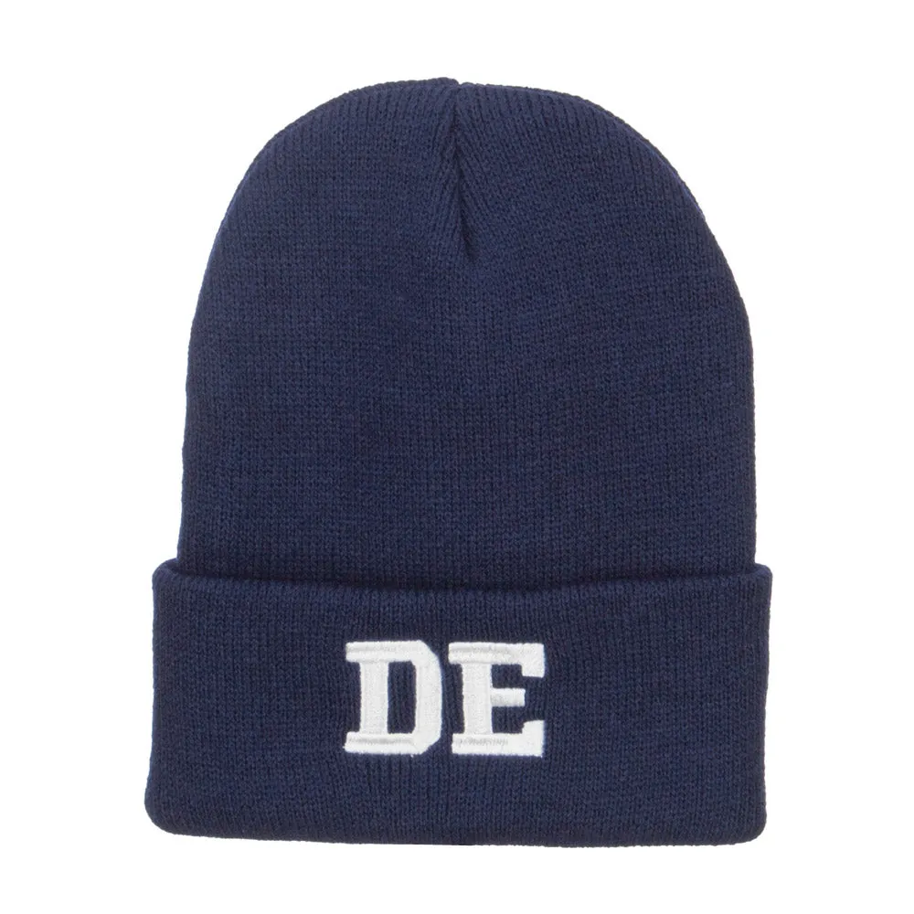 DE Delaware State Embroidered Long Beanie