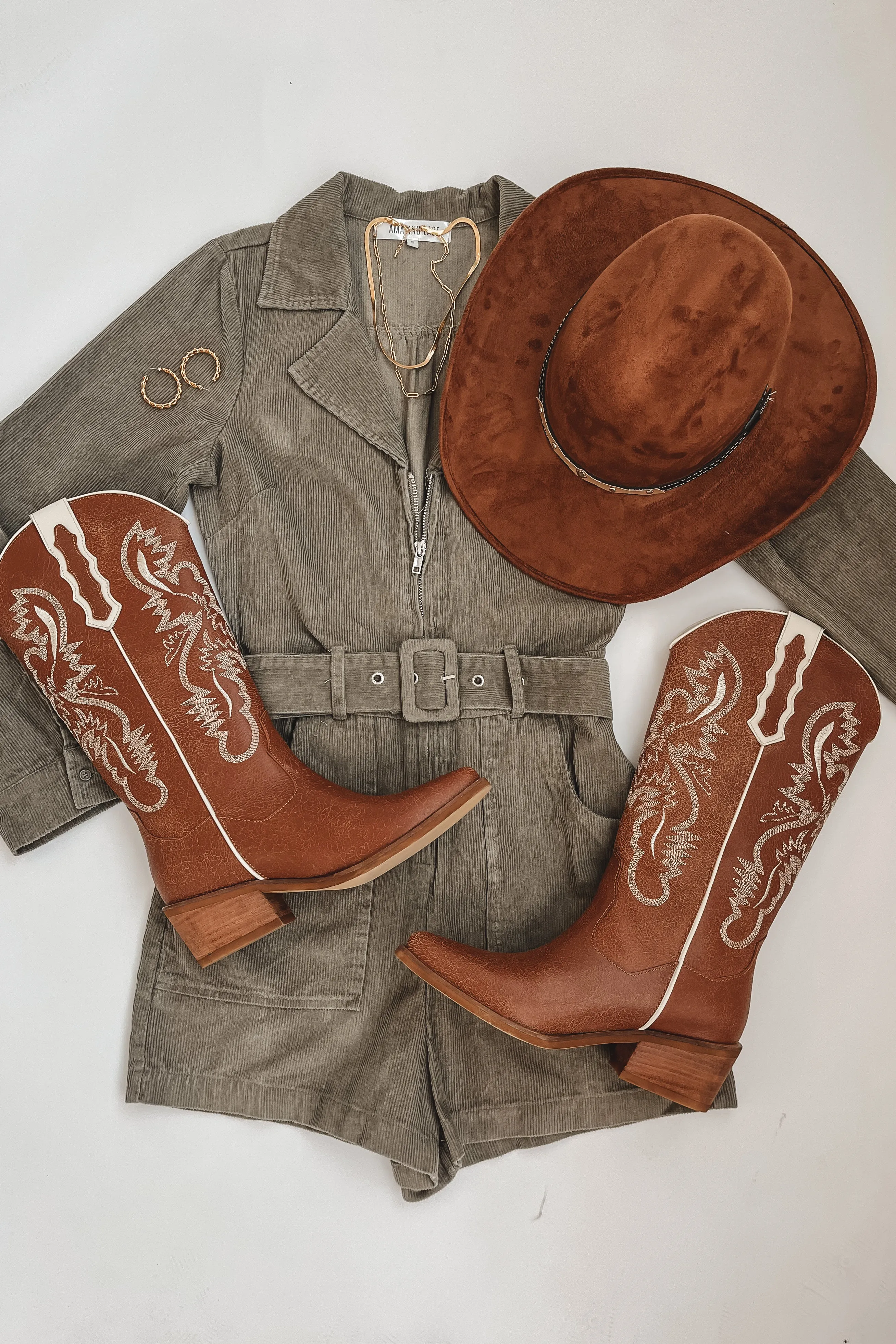 DEAL Calling From Colder Weather Corduroy Belted Rompers