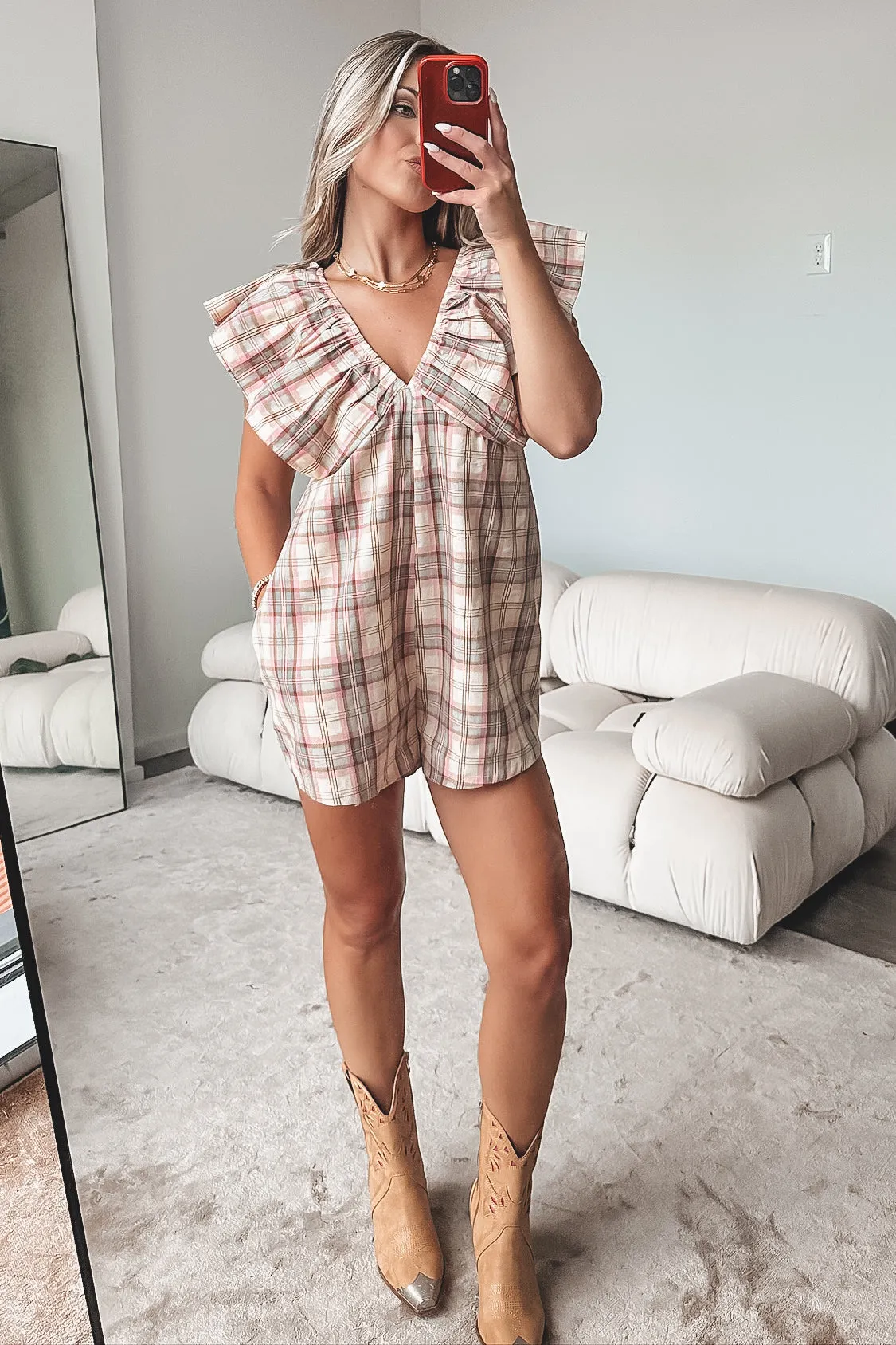 DEAL Prove Them Wrong Plaid Ruffle Romper