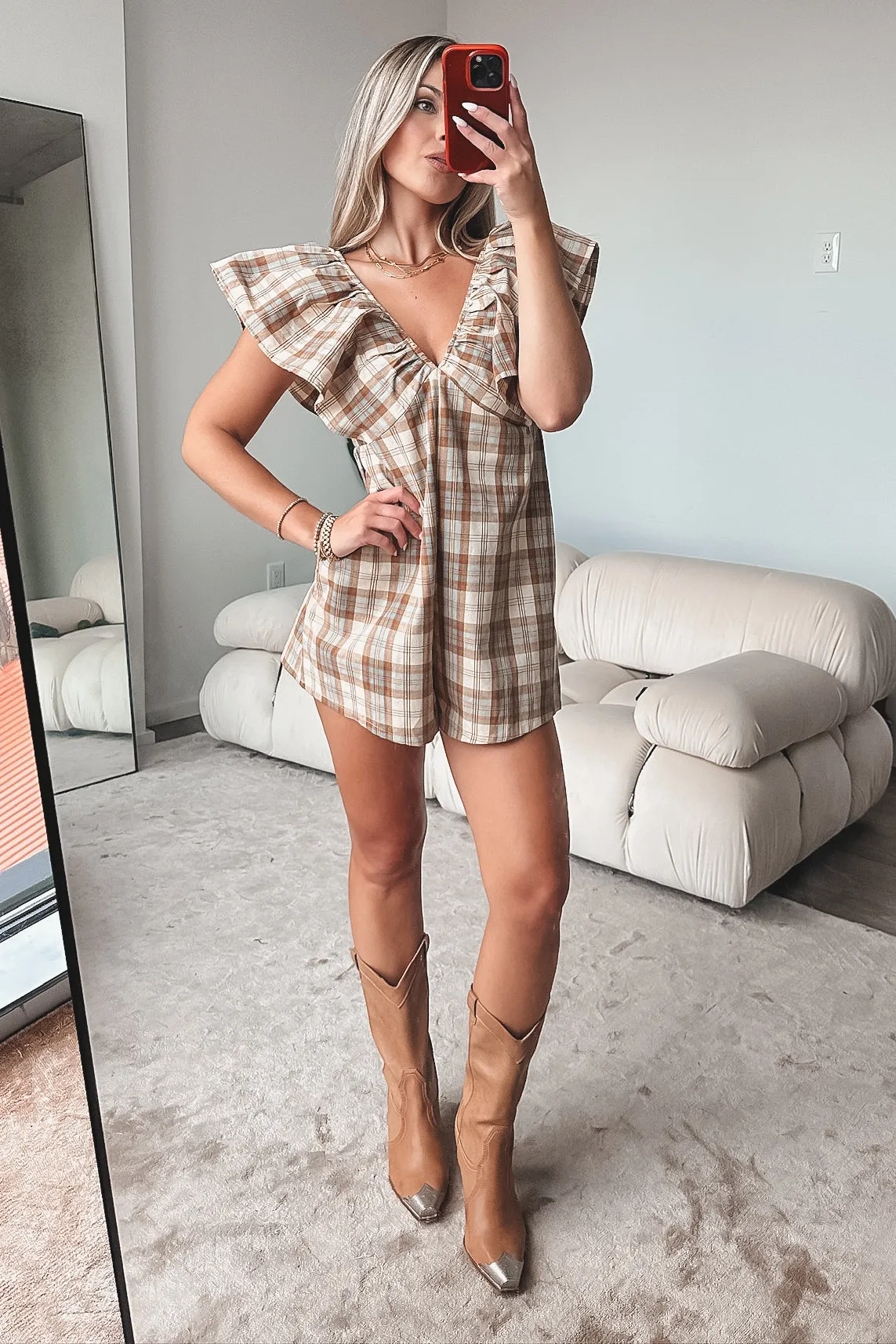 DEAL Prove Them Wrong Plaid Ruffle Romper