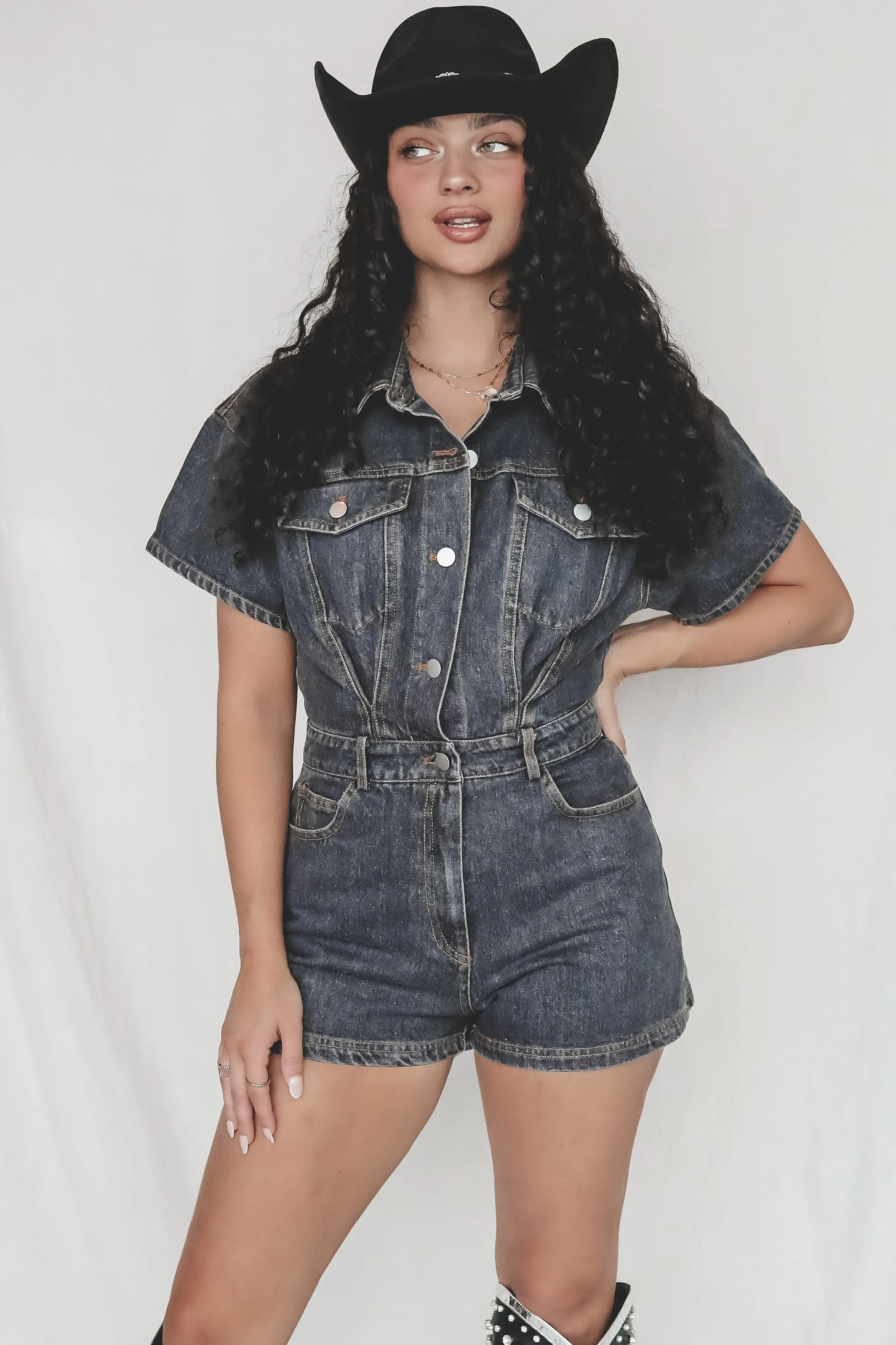 DEAL Up To Something Denim Romper