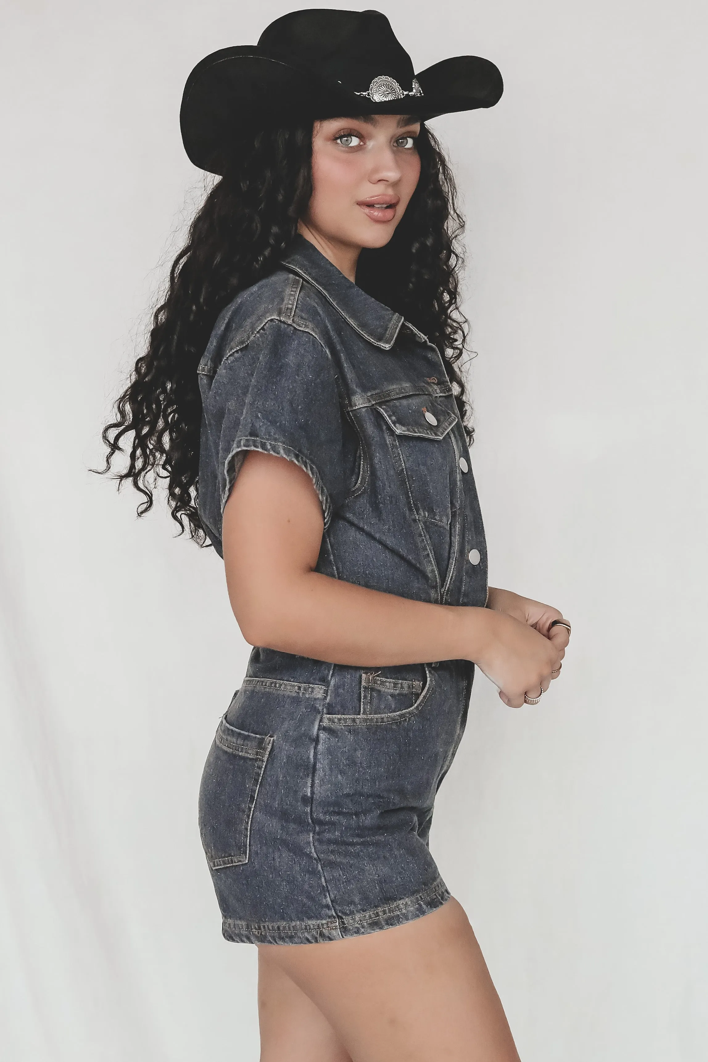 DEAL Up To Something Denim Romper