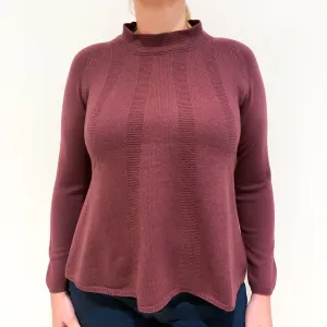 Deep Heather Pink Cashmere Turtle Neck Jumper Large