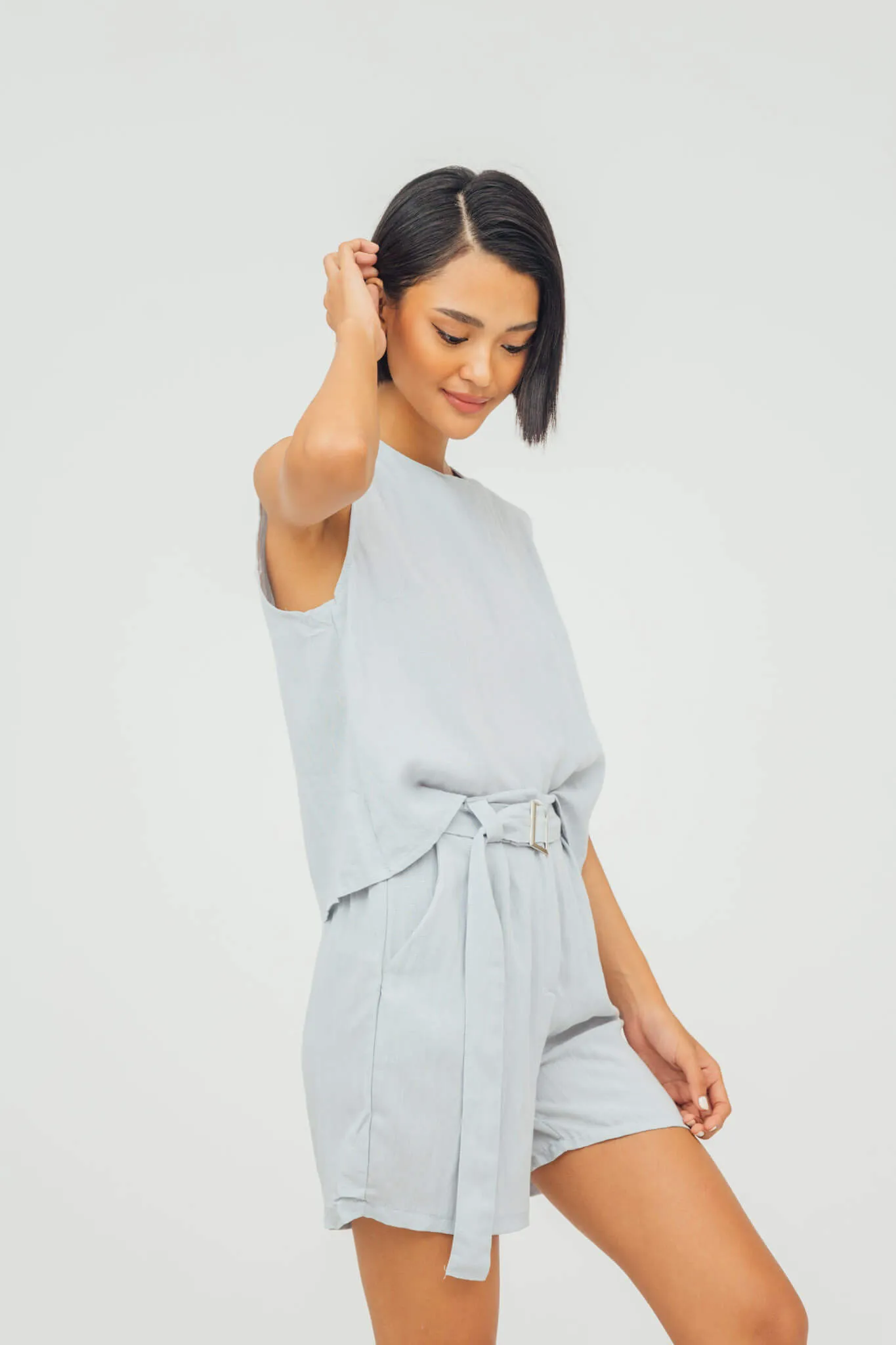 Den Loose Top and Belted Shorts Linen Coordinates