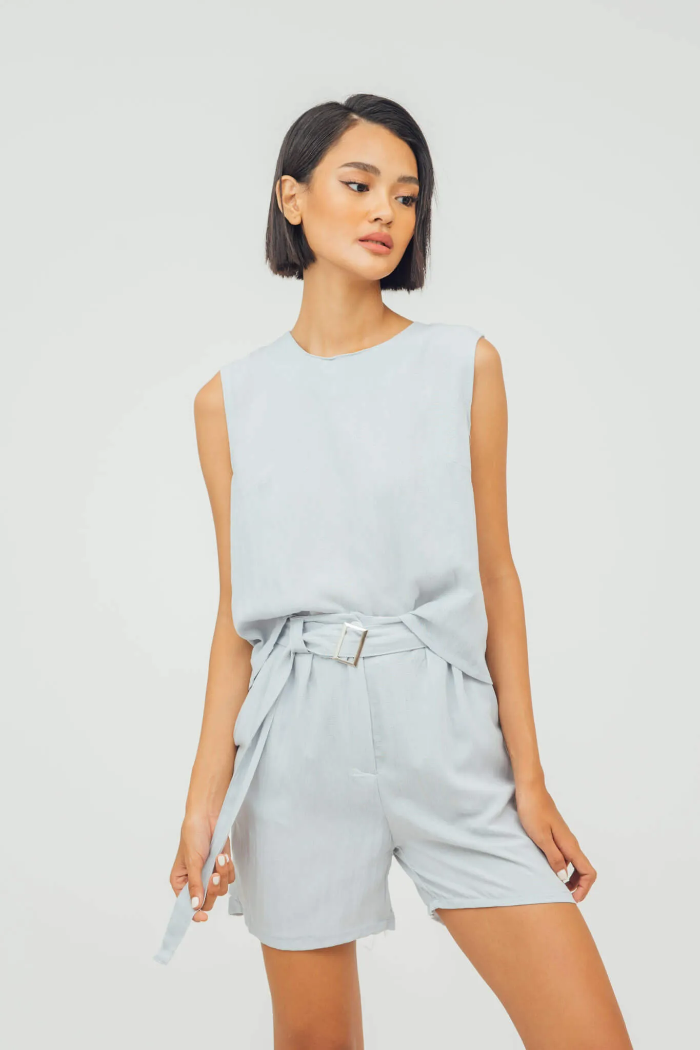 Den Loose Top and Belted Shorts Linen Coordinates