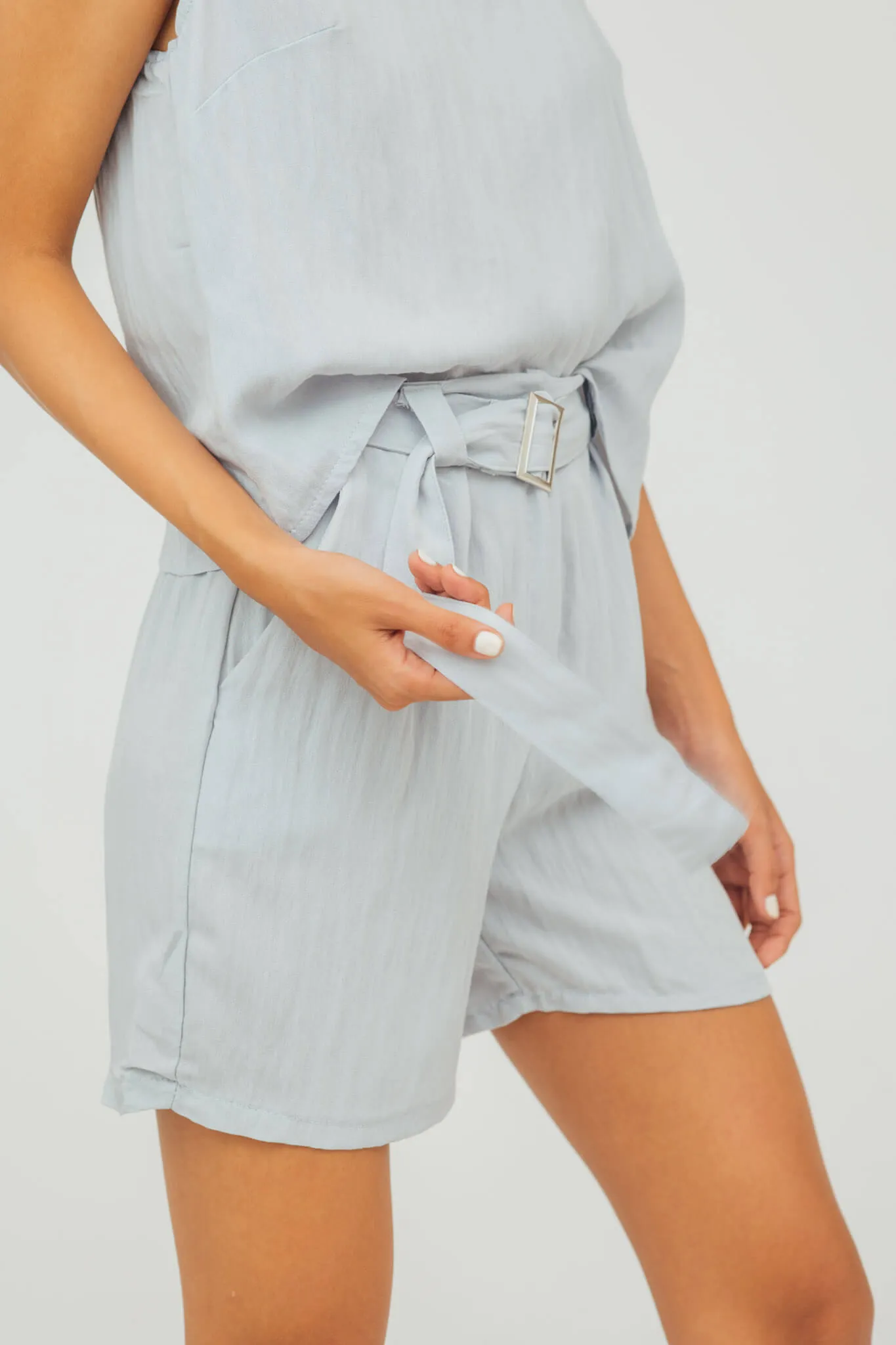 Den Loose Top and Belted Shorts Linen Coordinates