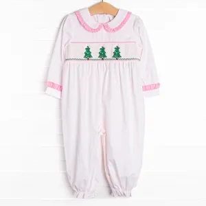 Dots and Decorations Smocked Romper, Pink