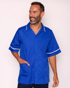 Drayford Men's Classic Healthcare Tunic - Royal Blue / White