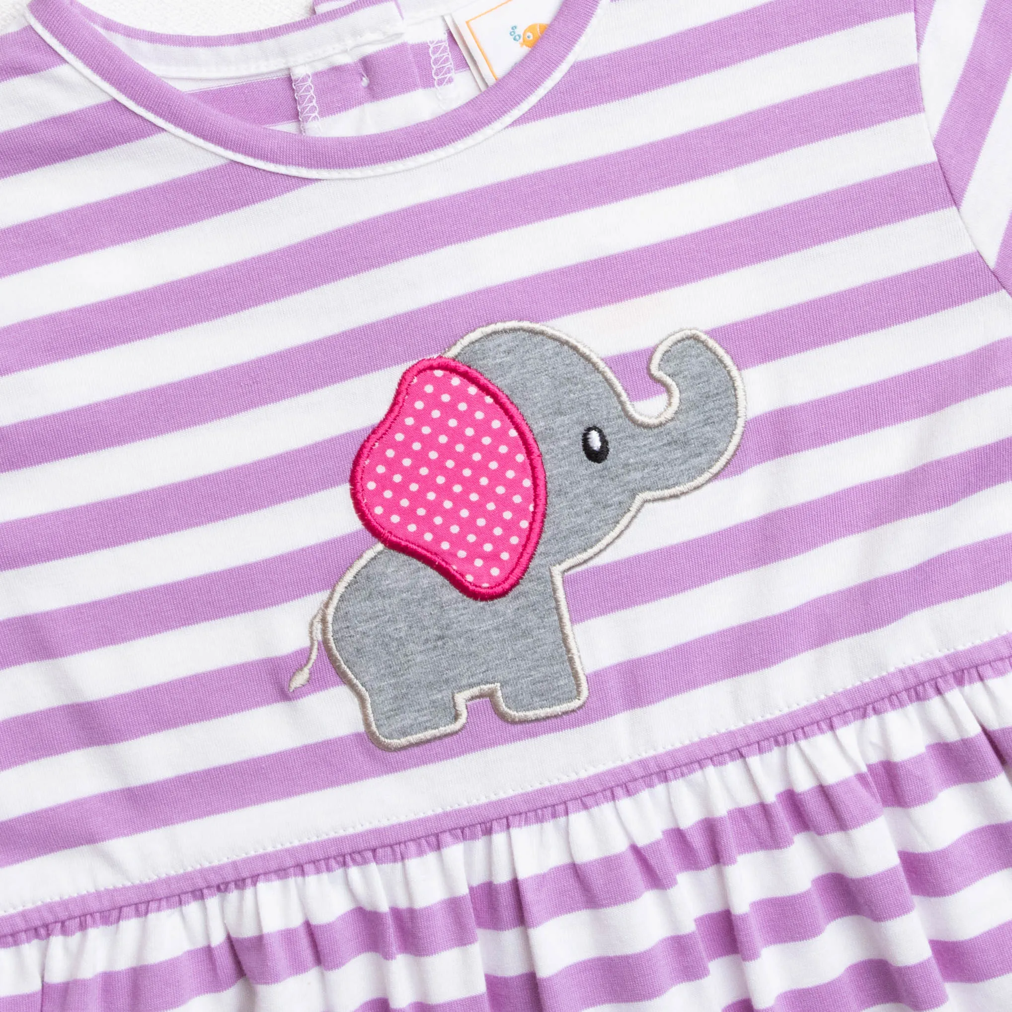 Elephant-astic Applique Romper, Purple