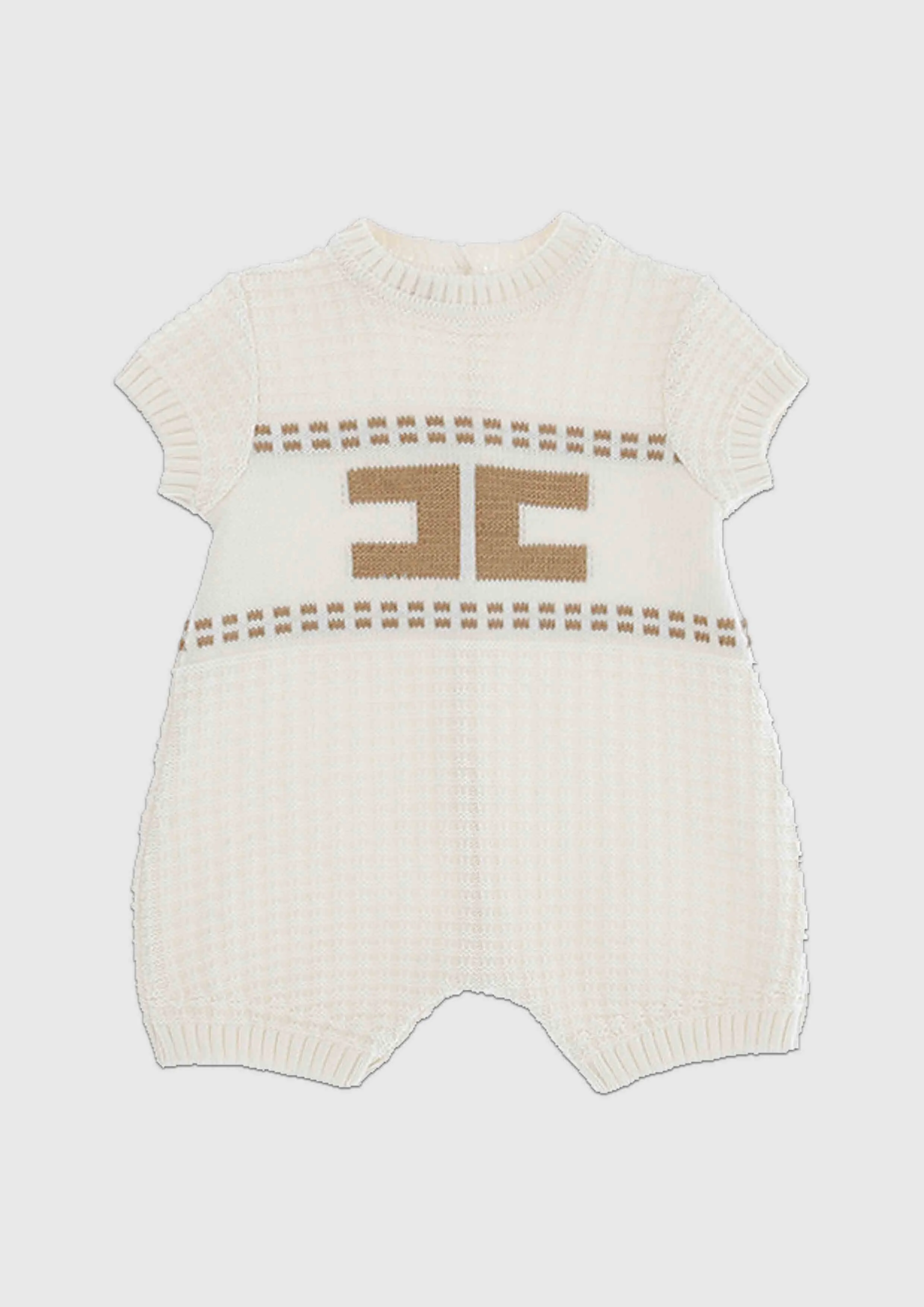 Elisabetta Franchi White & Beige knitted Romper