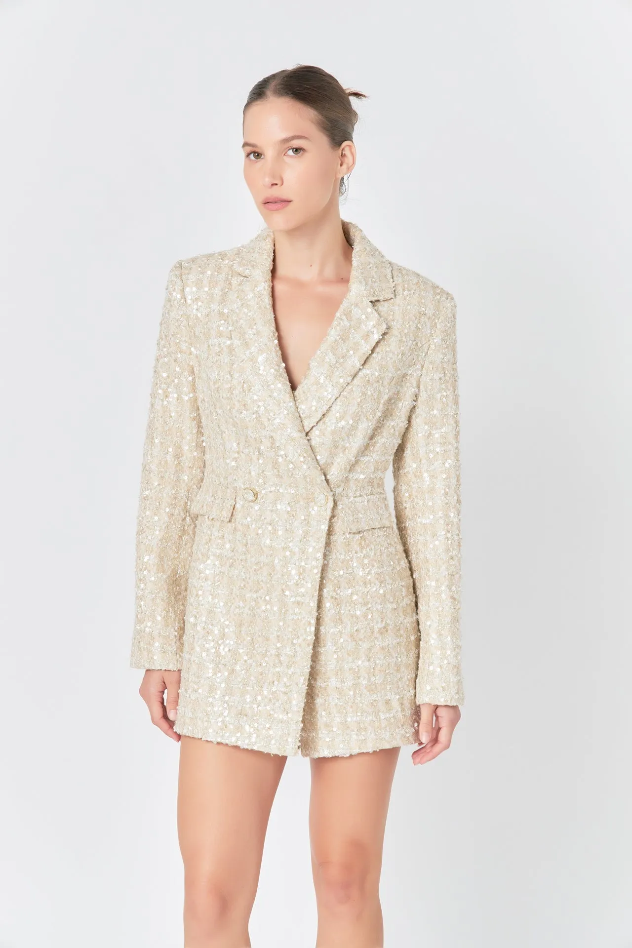 Endless Rose - Premium Sequins Tweed Romper