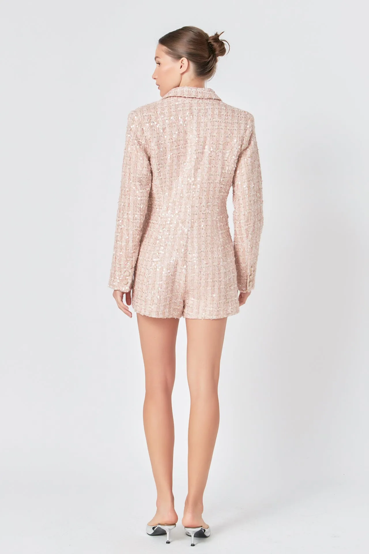 Endless Rose - Premium Sequins Tweed Romper