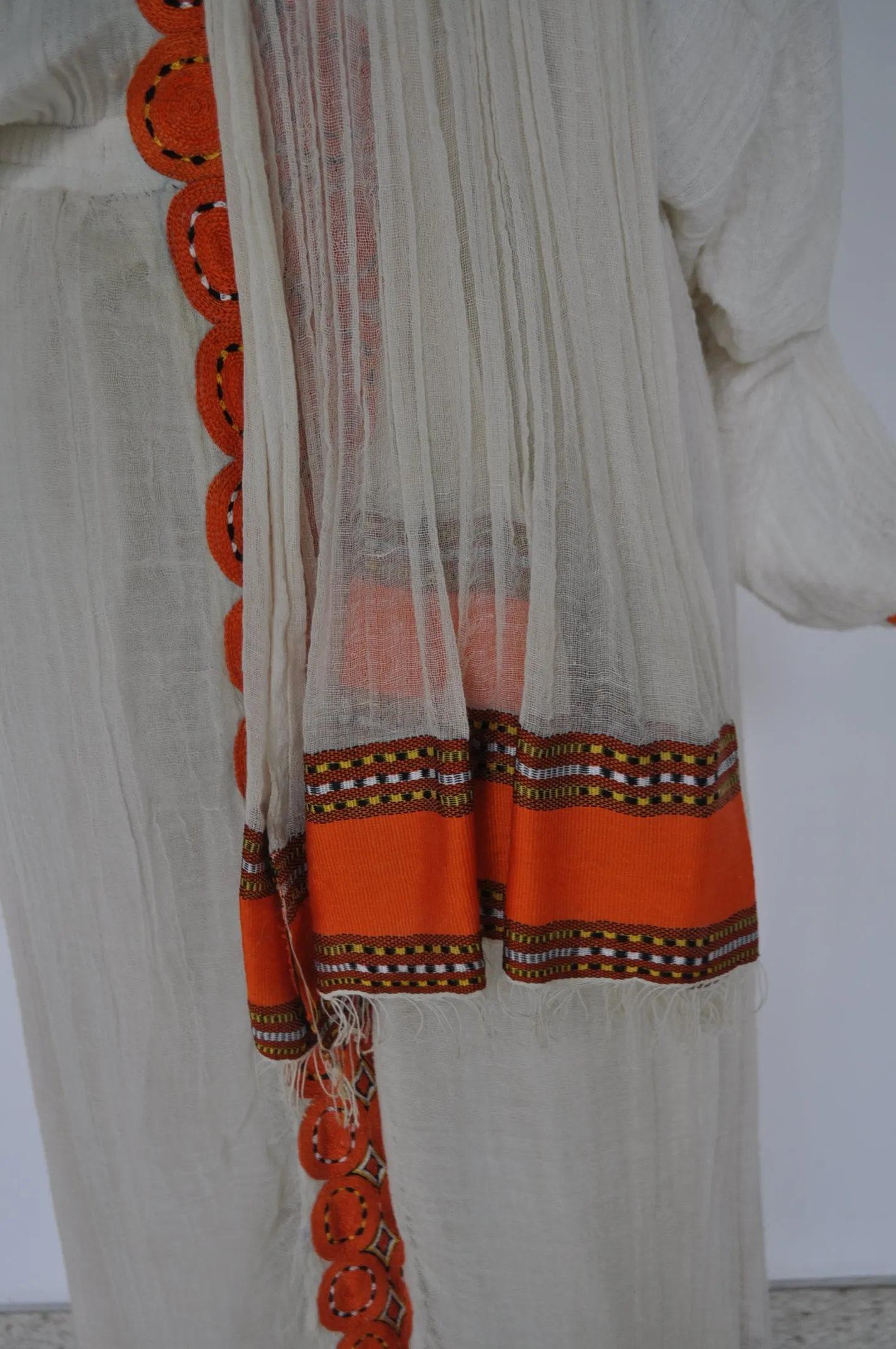 Ethiopian handmade kaftan with head wrap. 1970s