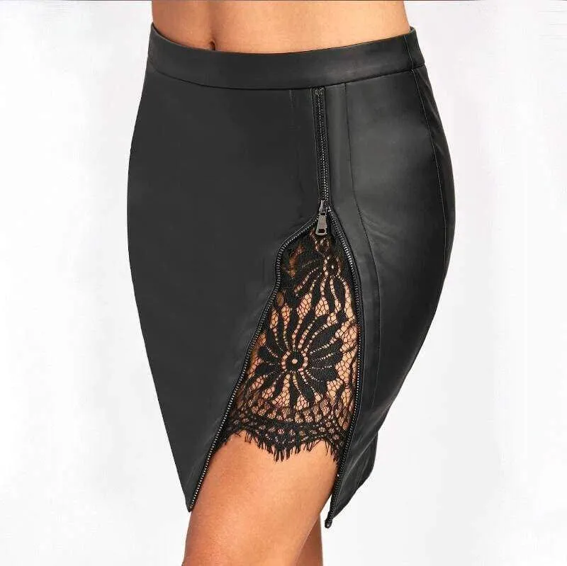 FashionSierra - Women Formal Lace Leather High Waist Short Skirt OL Ladies Summer Casual Bodycon Slim Mini Skirt Pencil Sundress