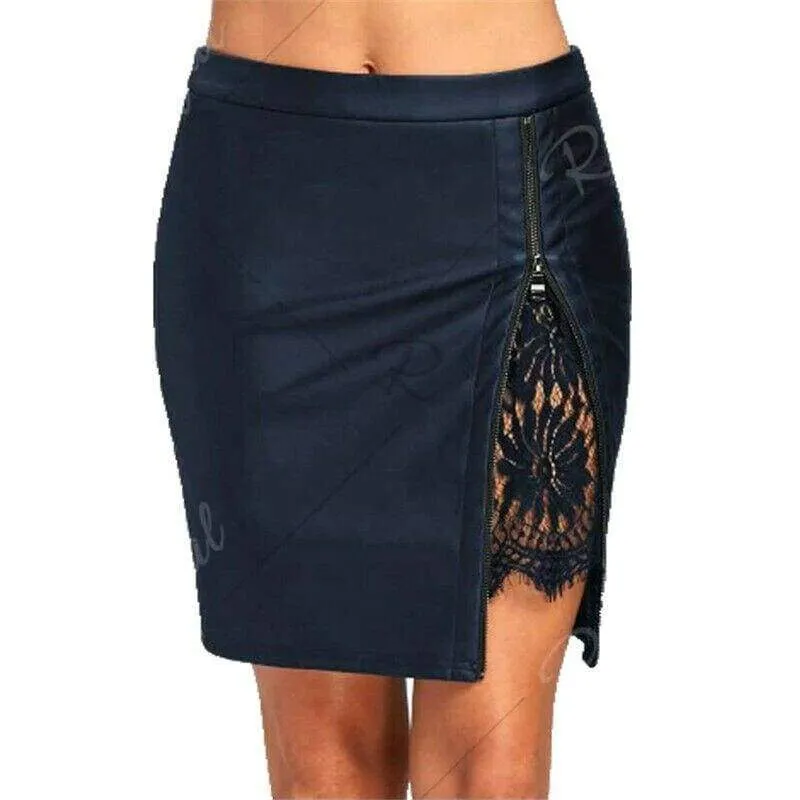 FashionSierra - Women Formal Lace Leather High Waist Short Skirt OL Ladies Summer Casual Bodycon Slim Mini Skirt Pencil Sundress