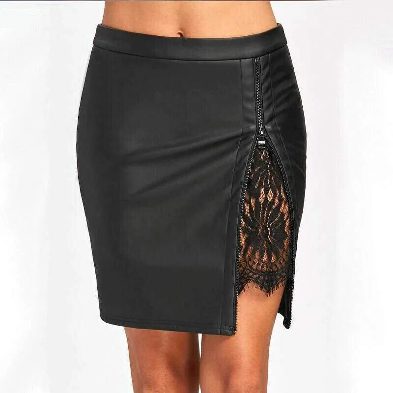 FashionSierra - Women Formal Lace Leather High Waist Short Skirt OL Ladies Summer Casual Bodycon Slim Mini Skirt Pencil Sundress