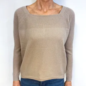 Fawn Brown Cashmere Sweetheart Neck Jumper Medium