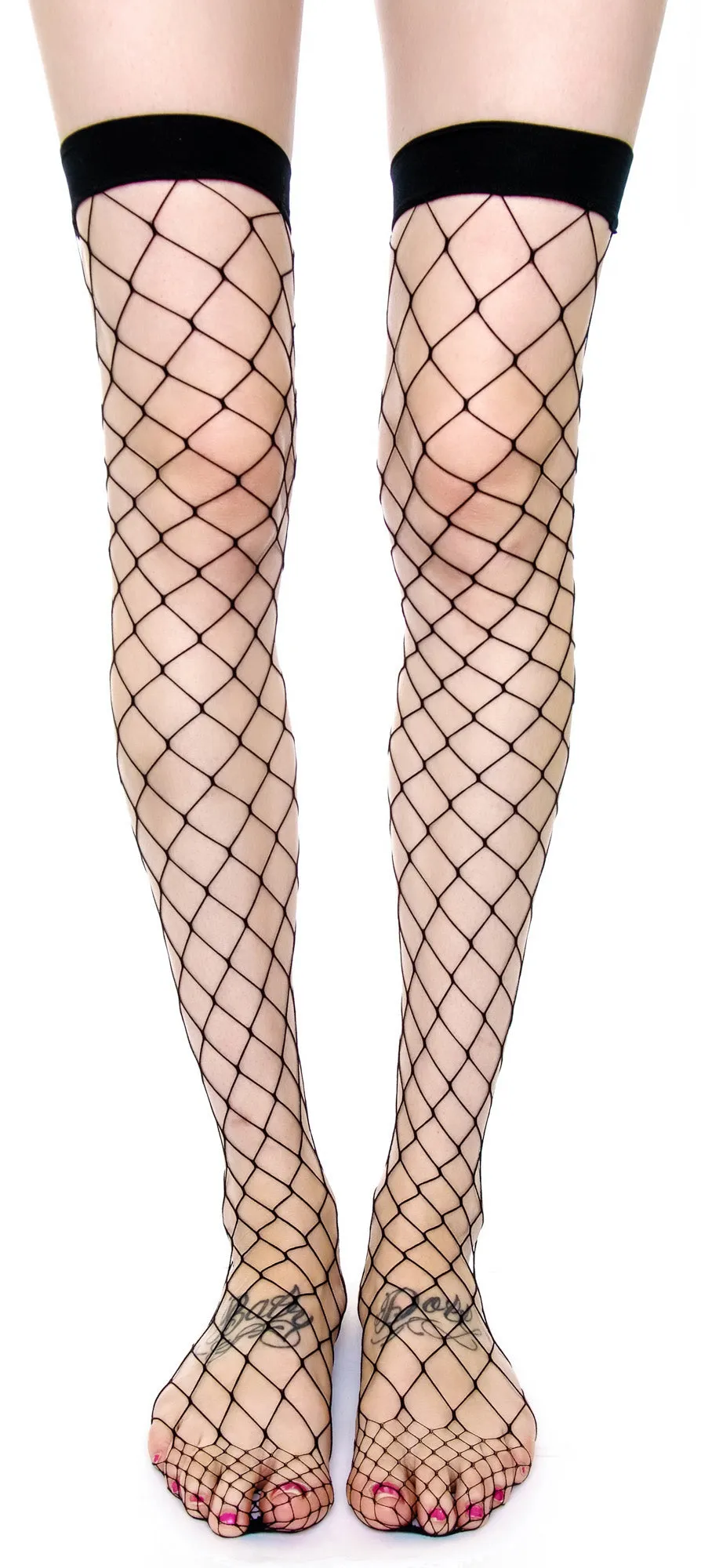 Fence Net Thigh High Tights