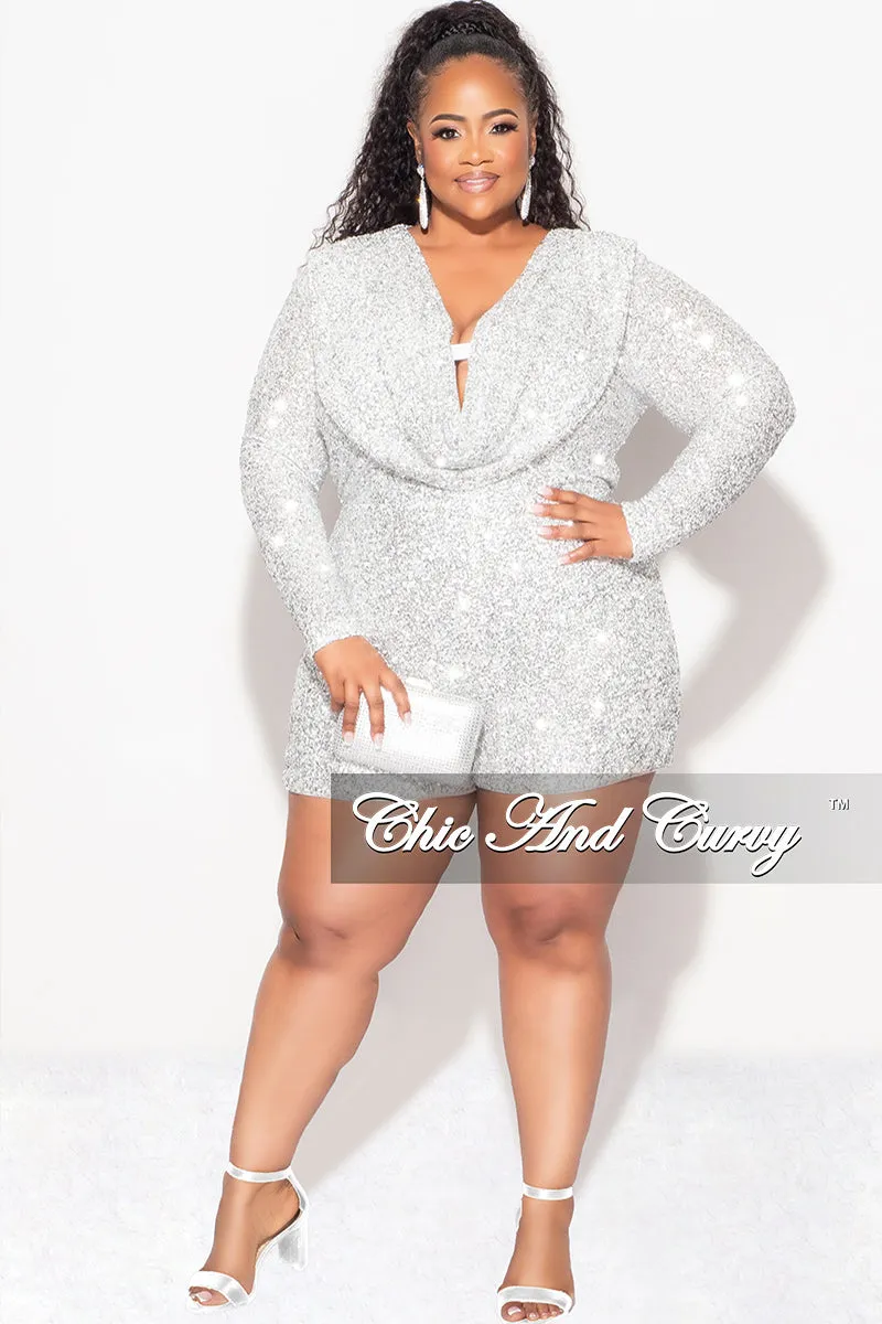 Final Sale Plus Size Sequin Romper In Silver