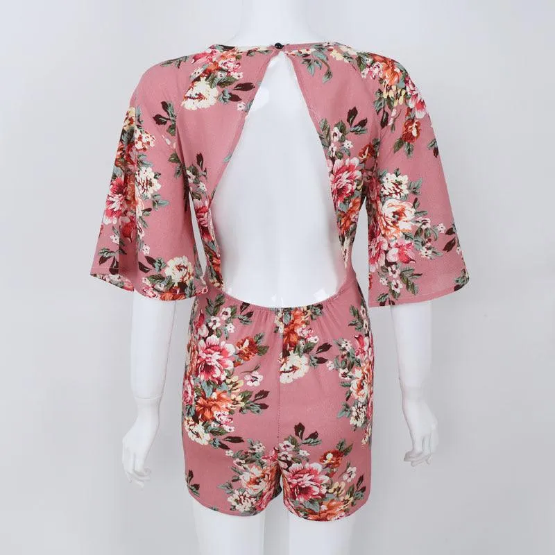 FLORAL FLARE SLEEVE ROMPER