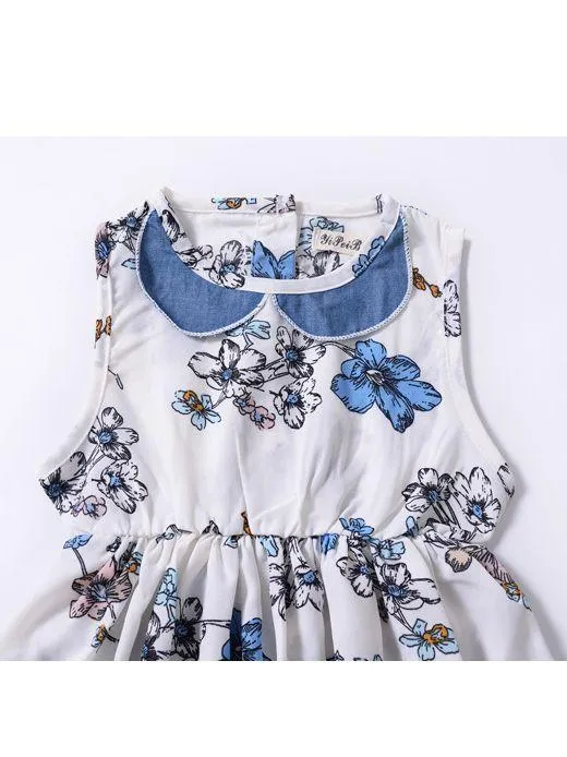 Floral Printed  Sleeveless One-piece Pleated Dress