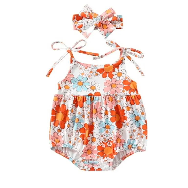 Floral Straps Baby Romper