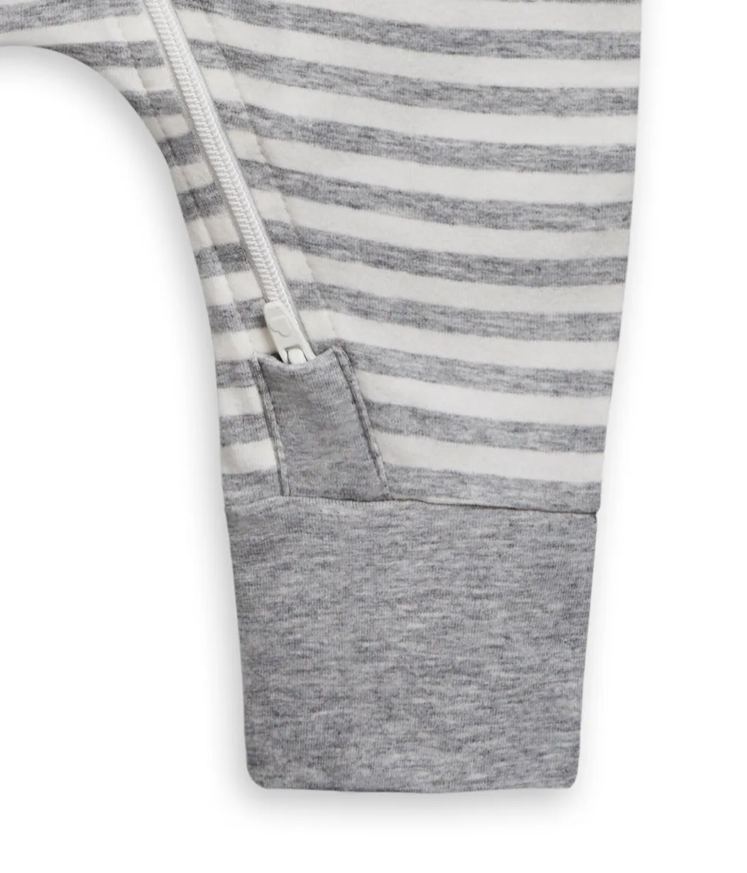 Footless Romper Grey Stripe Cotton