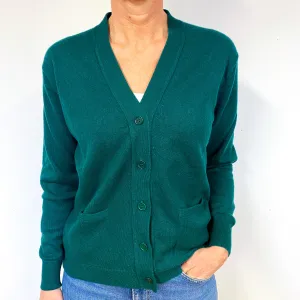 Forest Green Cashmere V-Neck Cardigan Medium