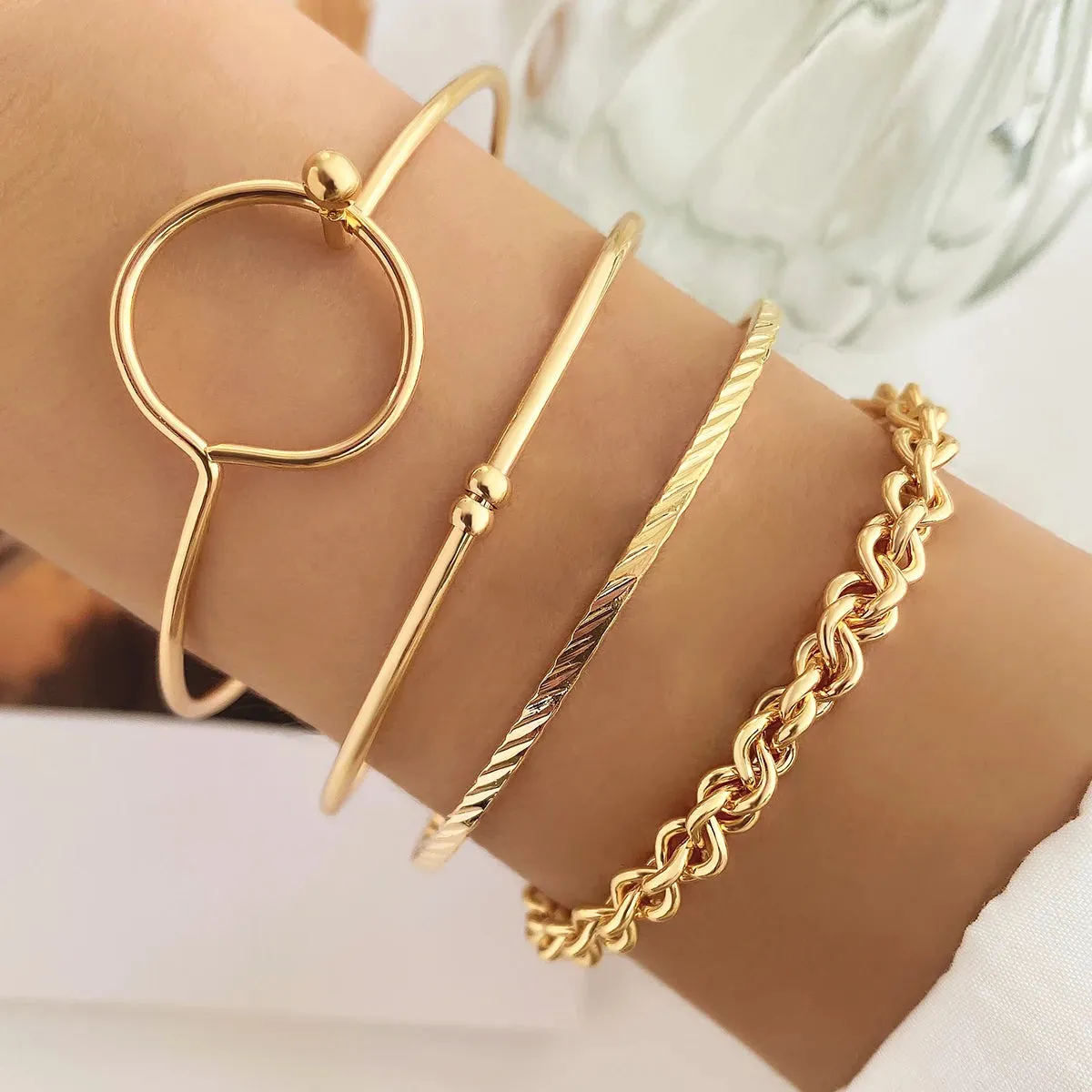 Geometric Silver & Gold Bracelet