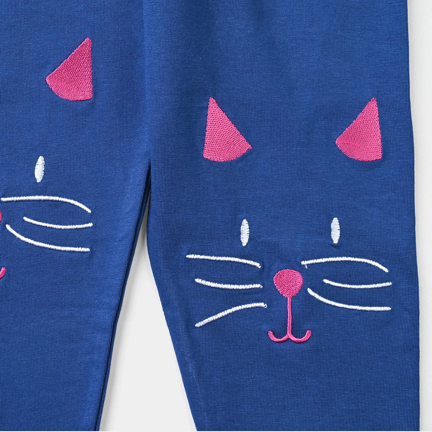 Girls Lycra Jersey Embrioded Tights Meow-Navy Peony