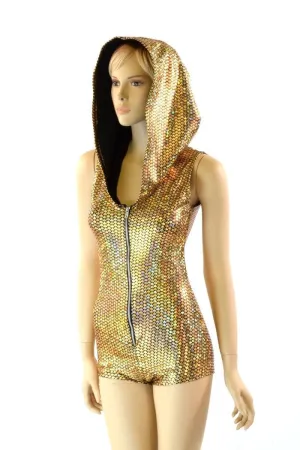 Gold Scale Zippered Romper