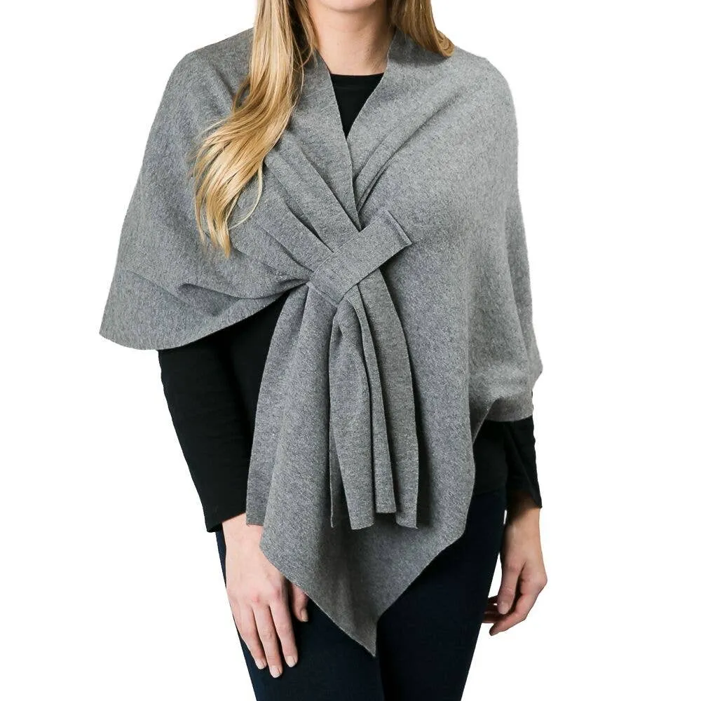 Gray, Women's Shawl Wrap. One Size Knit Wrap