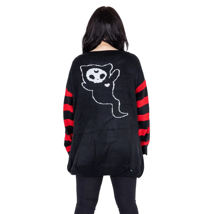 HALF DEAD CAT JUMPER - BLACK/RED