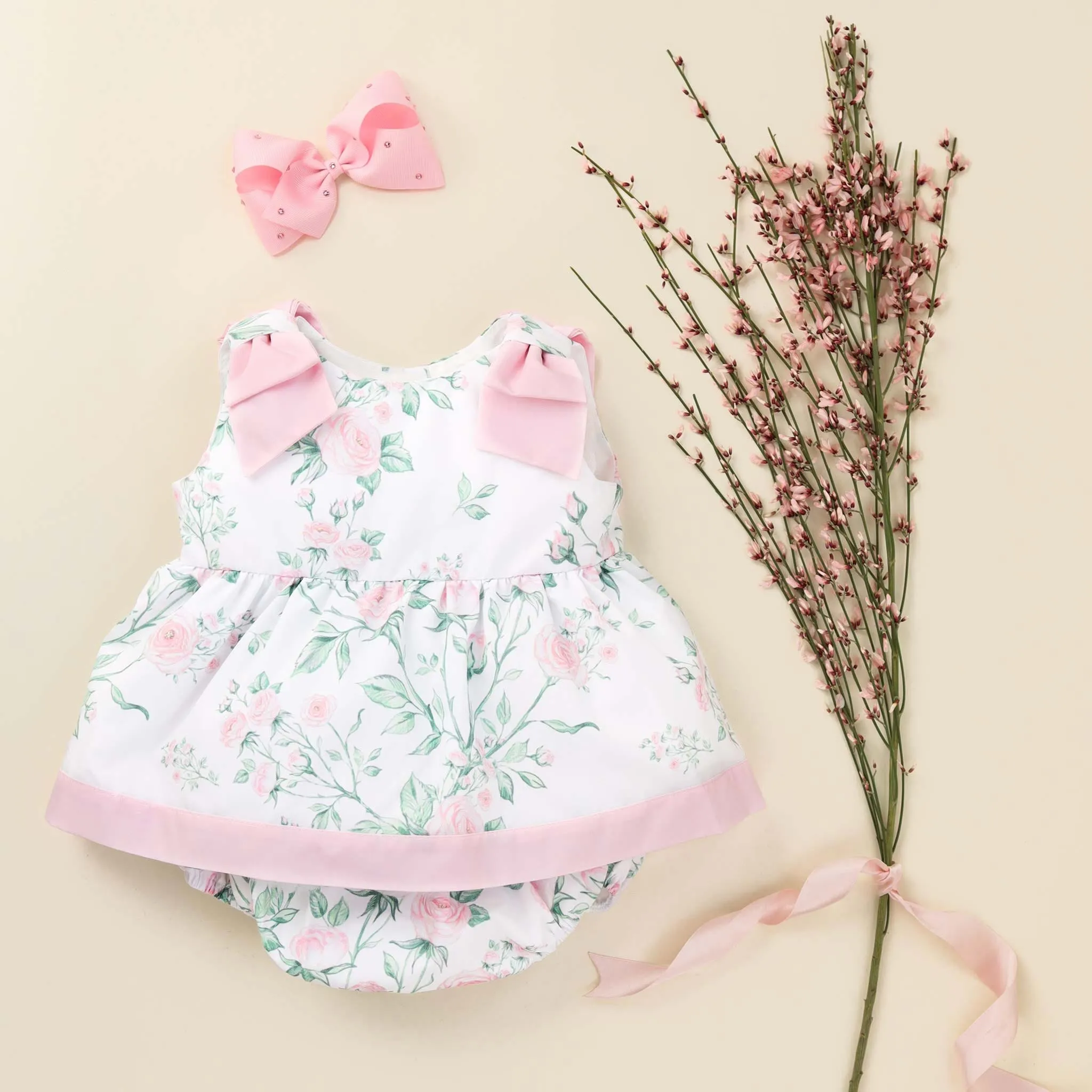 Hand-Drawn Roses Romper (3M - 4Y)