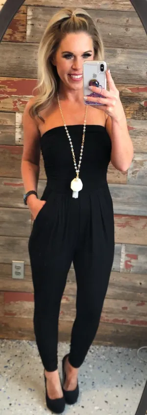 Head to the Coast Jumpsuit: Black