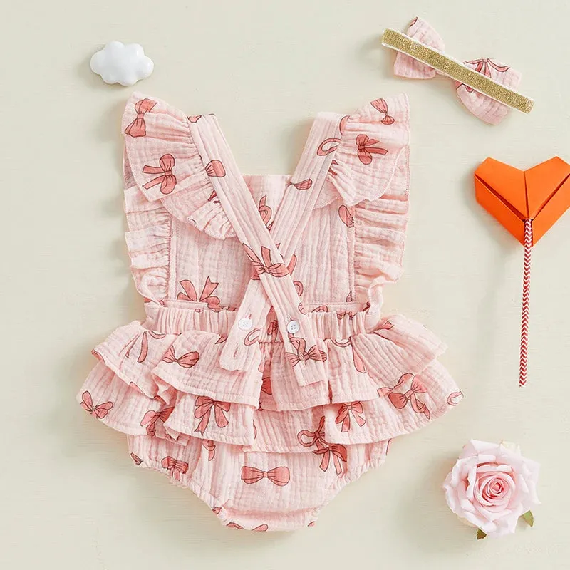 HEARTS & BOWTIES Ruffle Romper