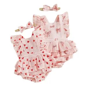 HEARTS & BOWTIES Ruffle Romper