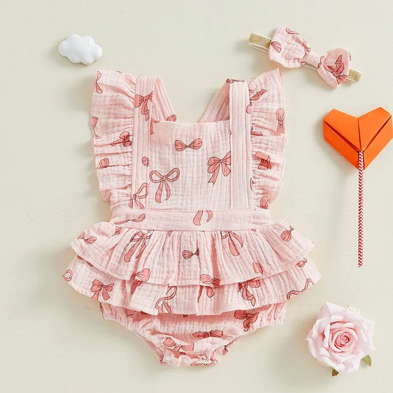 HEARTS & BOWTIES Ruffle Romper