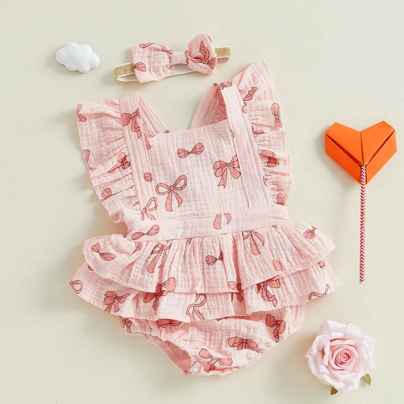 HEARTS & BOWTIES Ruffle Romper