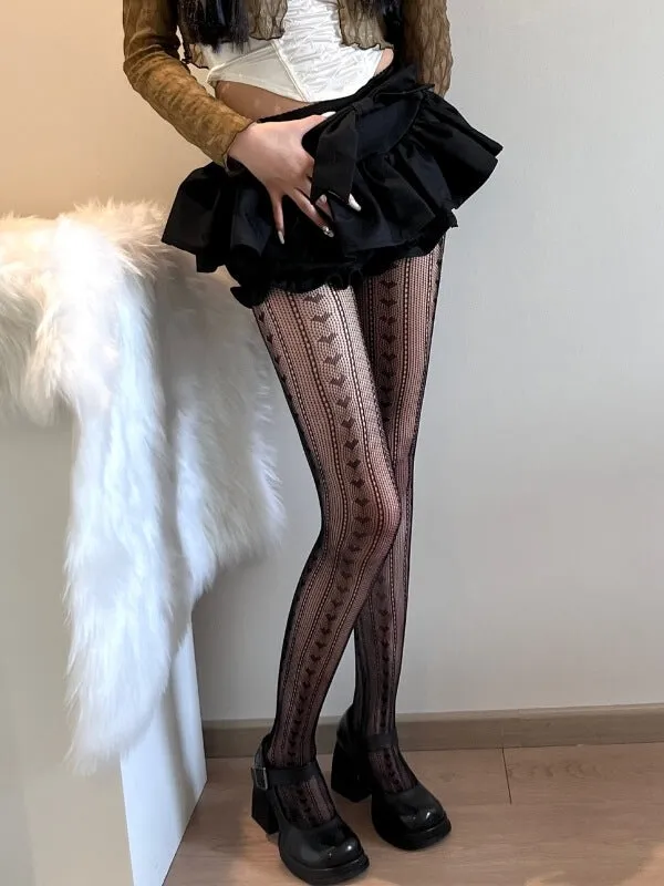 Hearts lolita y2k lace tights