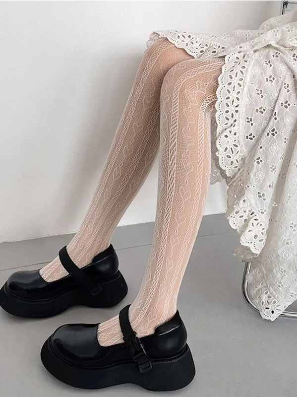 Hearts lolita y2k lace tights