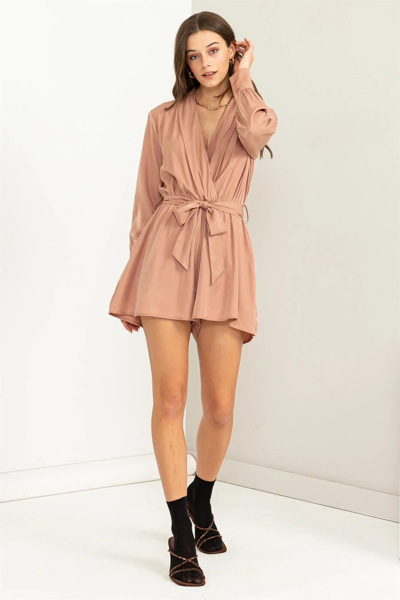 HF23G239-TIE-FRONT CUTOUT BACK ROMPER