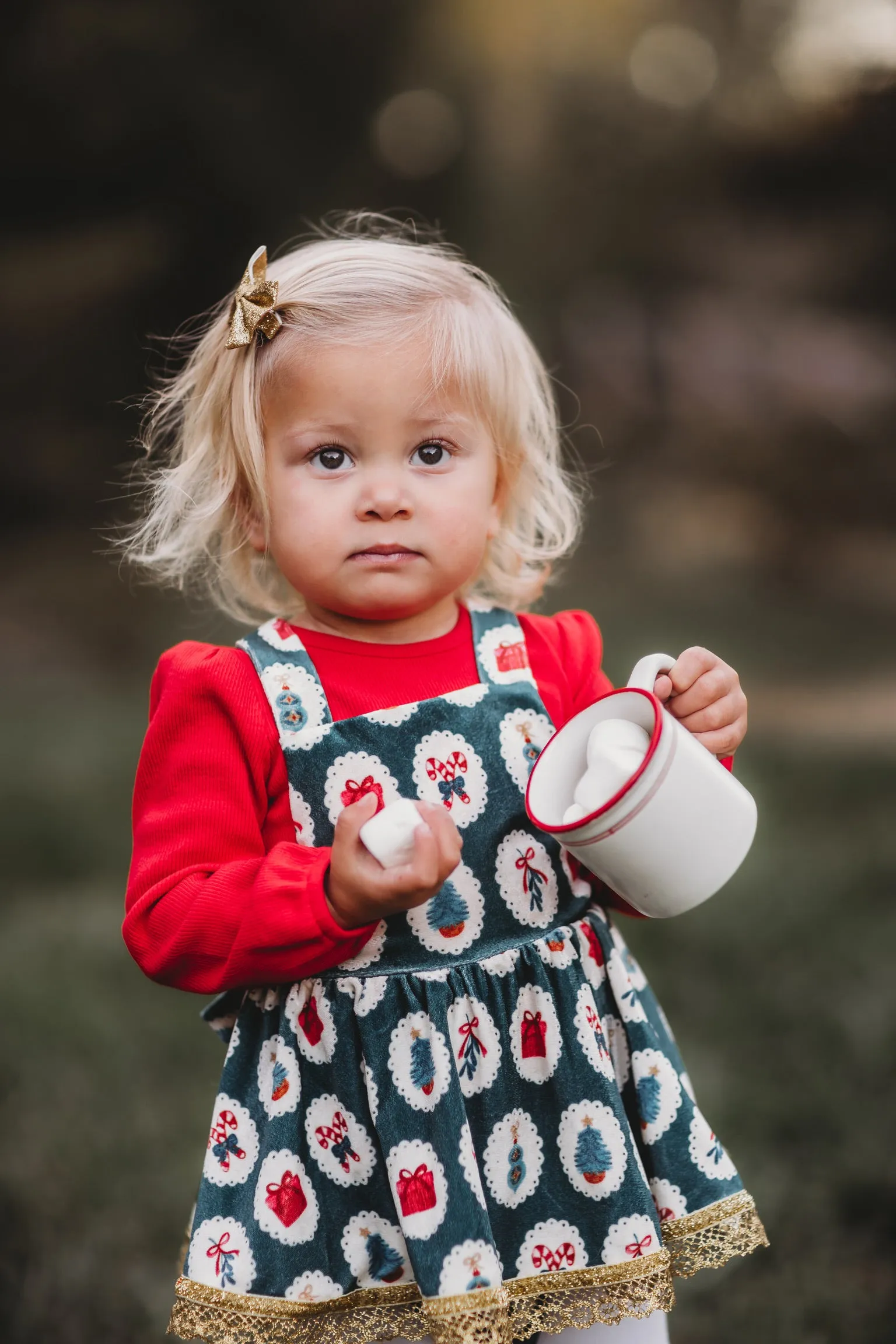 Holiday Joy Velvet Skirted Romper Set (*Size up*)