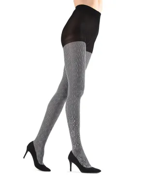 Houndstooth Rose Opaque Tights