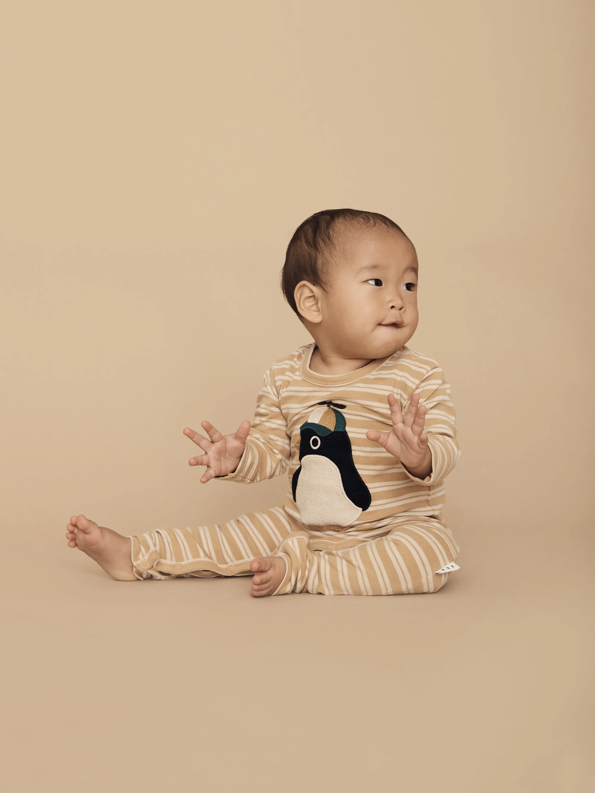 Huxbaby Cool Penguin Stripe Romper