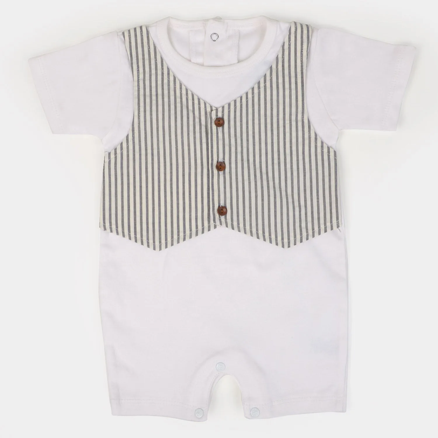 Infant Boys Knitted Romper Waist Coat - White