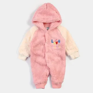 Infant Boys Velour Love Romper - Light Pink