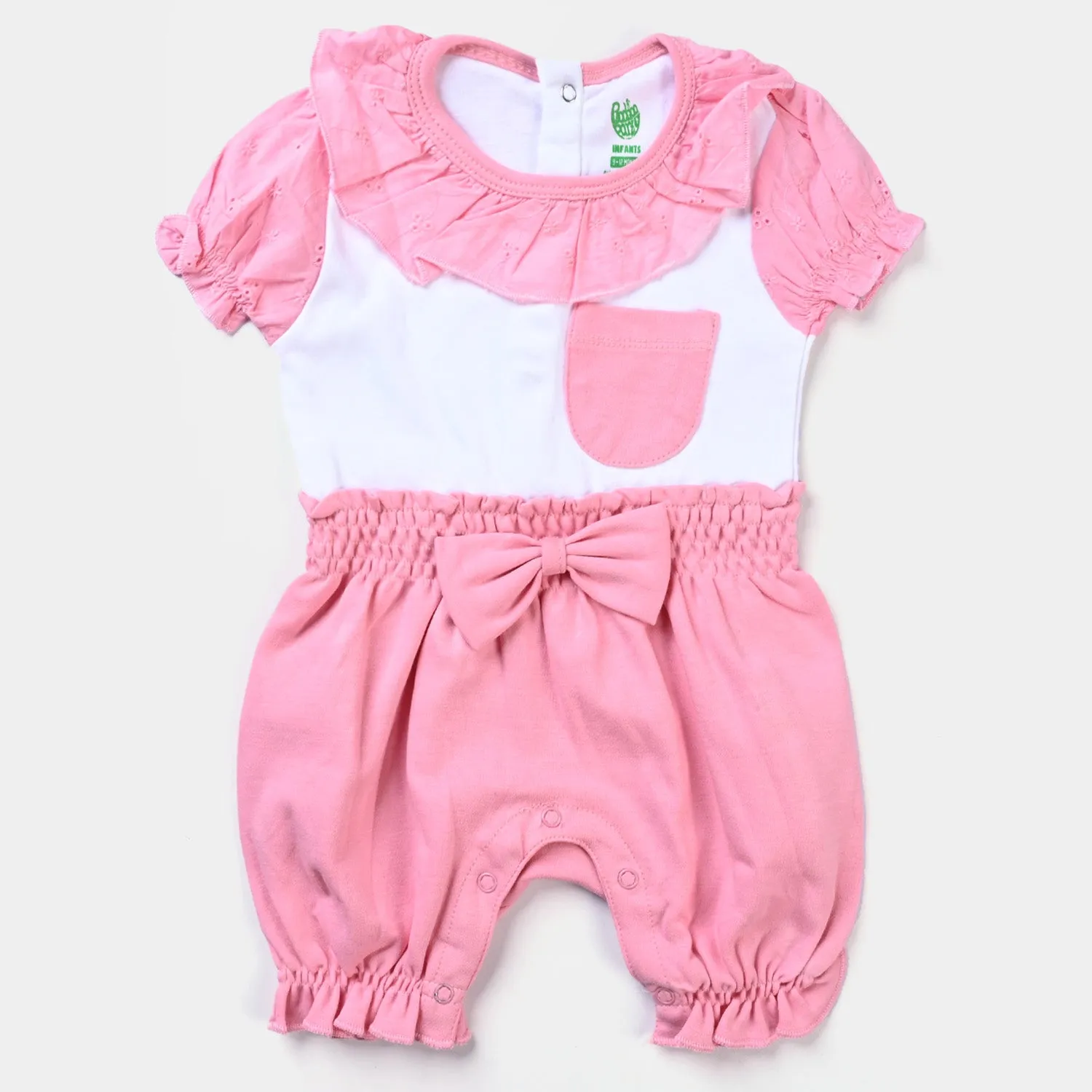 Infant Girls Cotton Interlock Knitted Romper Chicken Collar-C.Pink