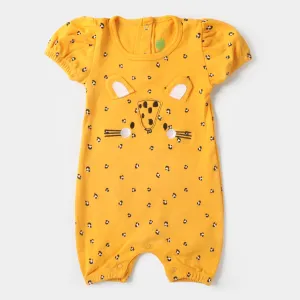 Infant Girls Knitted Romper Tiger Face - Citrus