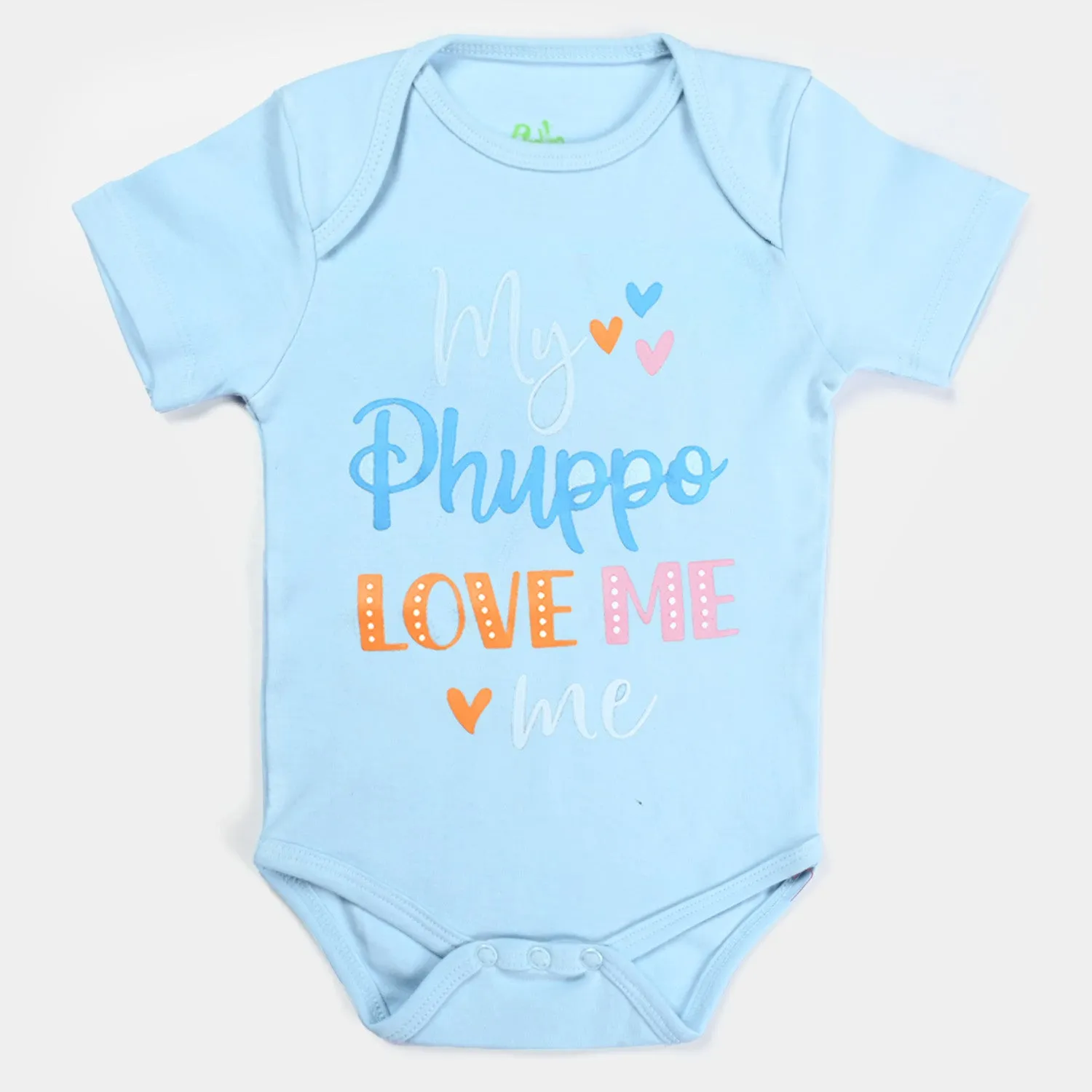 Infant Unisex Cotton Interlock Romper Love Phuppo- Blue